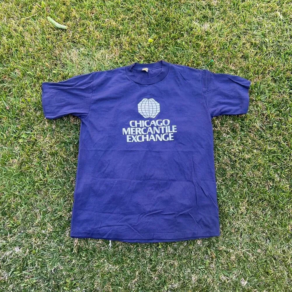 80s Jerzees Chicago Mercantile Exchange rare tee Mens size L Single Stitch